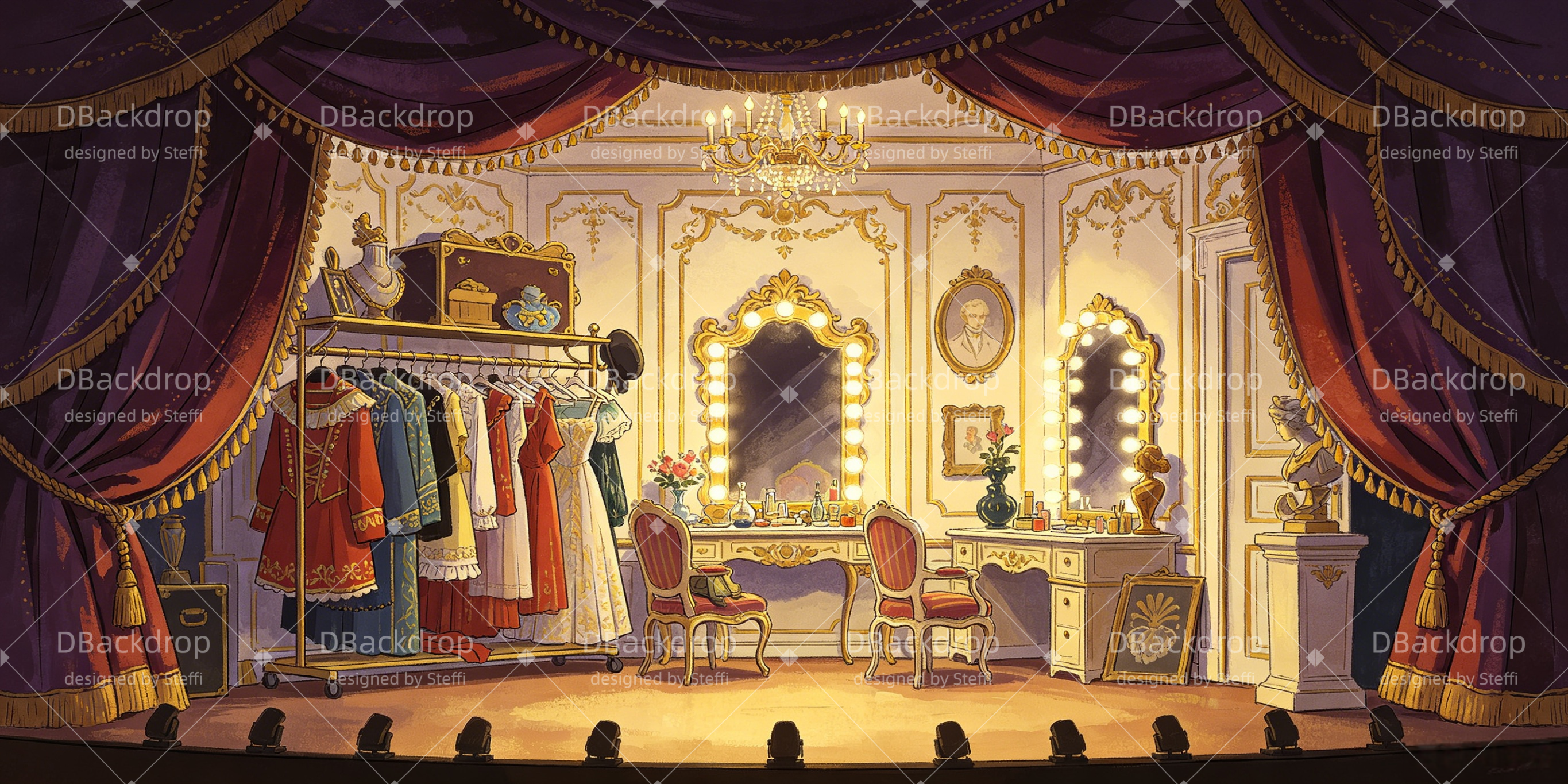 Stage Backdrops For Sale Backstage Dressing Room Theater Backdrop UK CSH66-T7