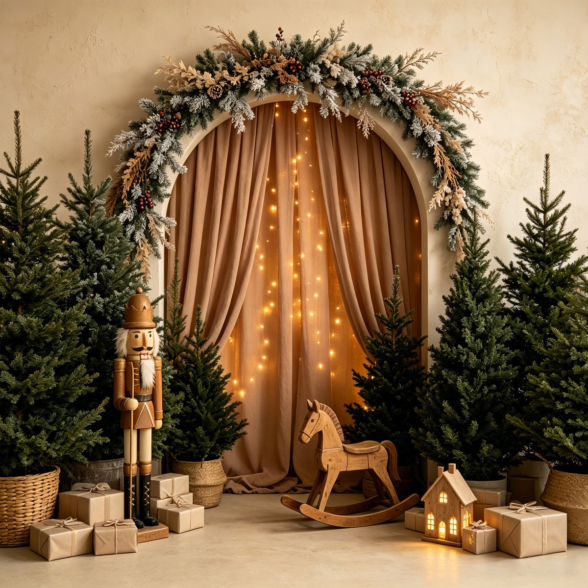 Christmas Tree Backdrop Woodland Arch Nutcracker Professional Christmas Backdrops UK CSH68-58