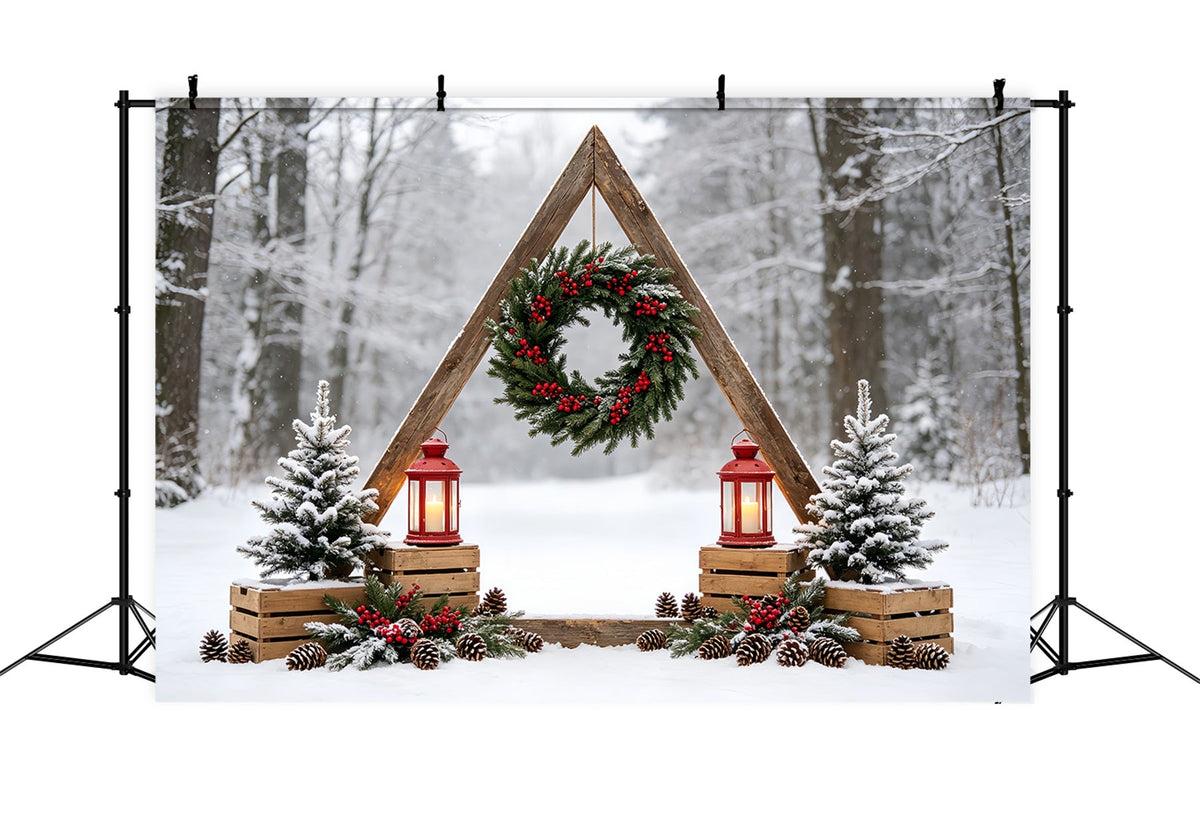 Christmas Forest Backdrop Rustic Forest Arch Wreath Studio Christmas Backdrops UK CSH68-78