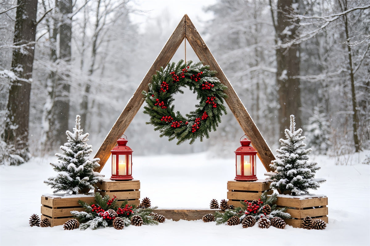Christmas Forest Backdrop Rustic Forest Arch Wreath Studio Christmas Backdrops UK CSH68-78