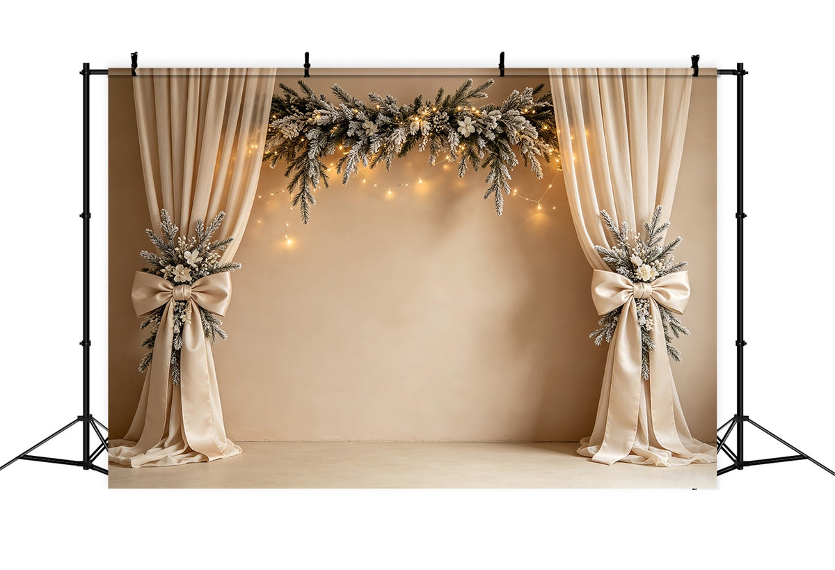 Simple Christmas Backdrop Elegant Snowy Garland Curtain Christmas Indoor Backdrop UK CSH68-81