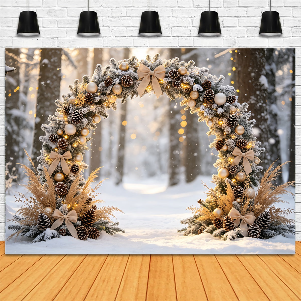 Christmas Bokeh Backdrop Frosted Forest Archway Wall Backdrop Christmas UK CSH68-84