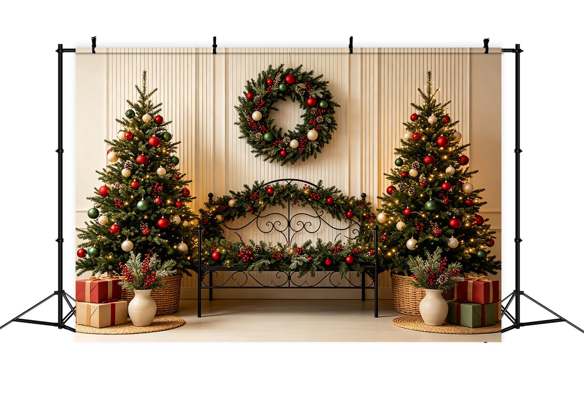 Christmas Headboard Backdrop Classic Greenery Bed Decor Muslin Backdrop Christmas UK CSH68-86