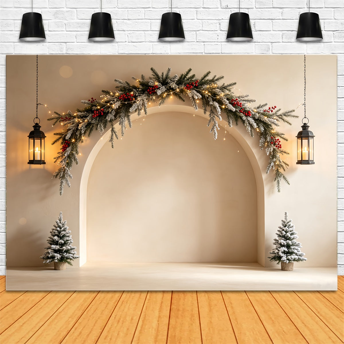 Boho Christmas Backdrop Elegant Garland Archway Christmas Backdrop UK CSH68-89