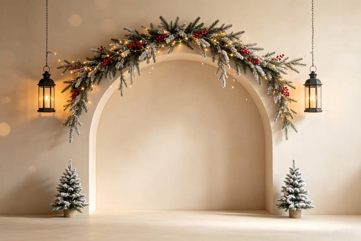 Boho Christmas Backdrop Elegant Garland Archway Christmas Backdrop UK CSH68-89