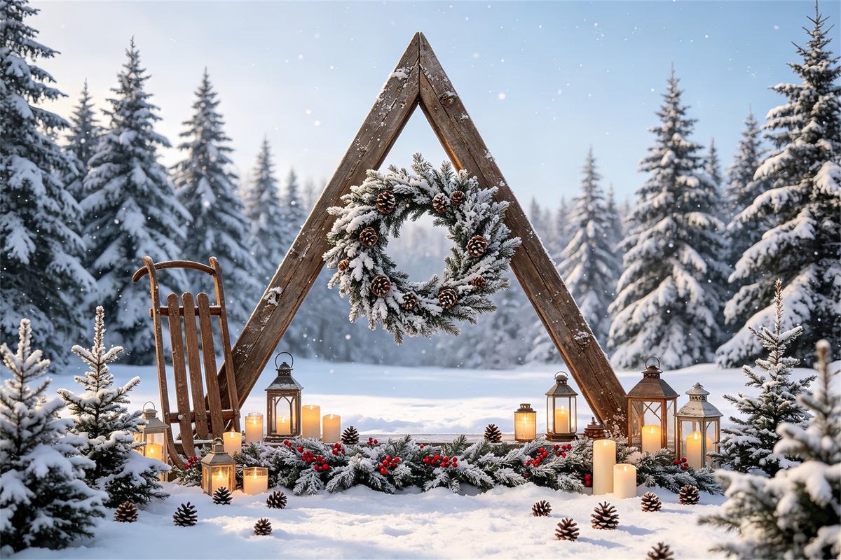 Christmas Forest Backdrop Snowy Woodland Archway Christmas Photography Backdrops UK CSH68-96