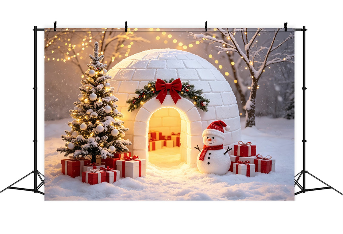 North Pole Photo Backdrop Snowy Igloo Snowman Display Santa Claus Backdrop UK CSH69-101