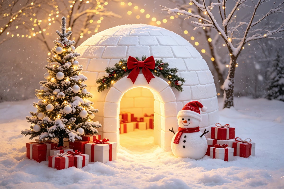 North Pole Photo Backdrop Snowy Igloo Snowman Display Santa Claus Backdrop UK CSH69-101