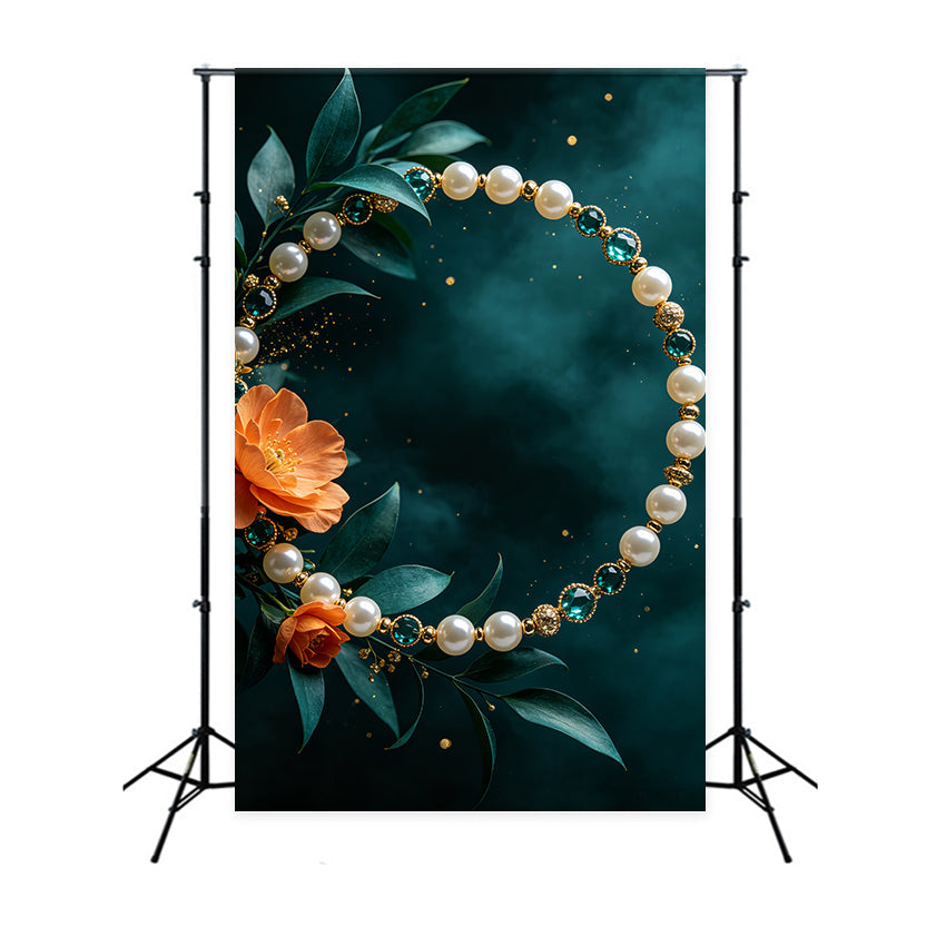 Xmas Backdrop Pearl Jewel Floral Frame Christmas Themed Backdrops UK CSH69-104