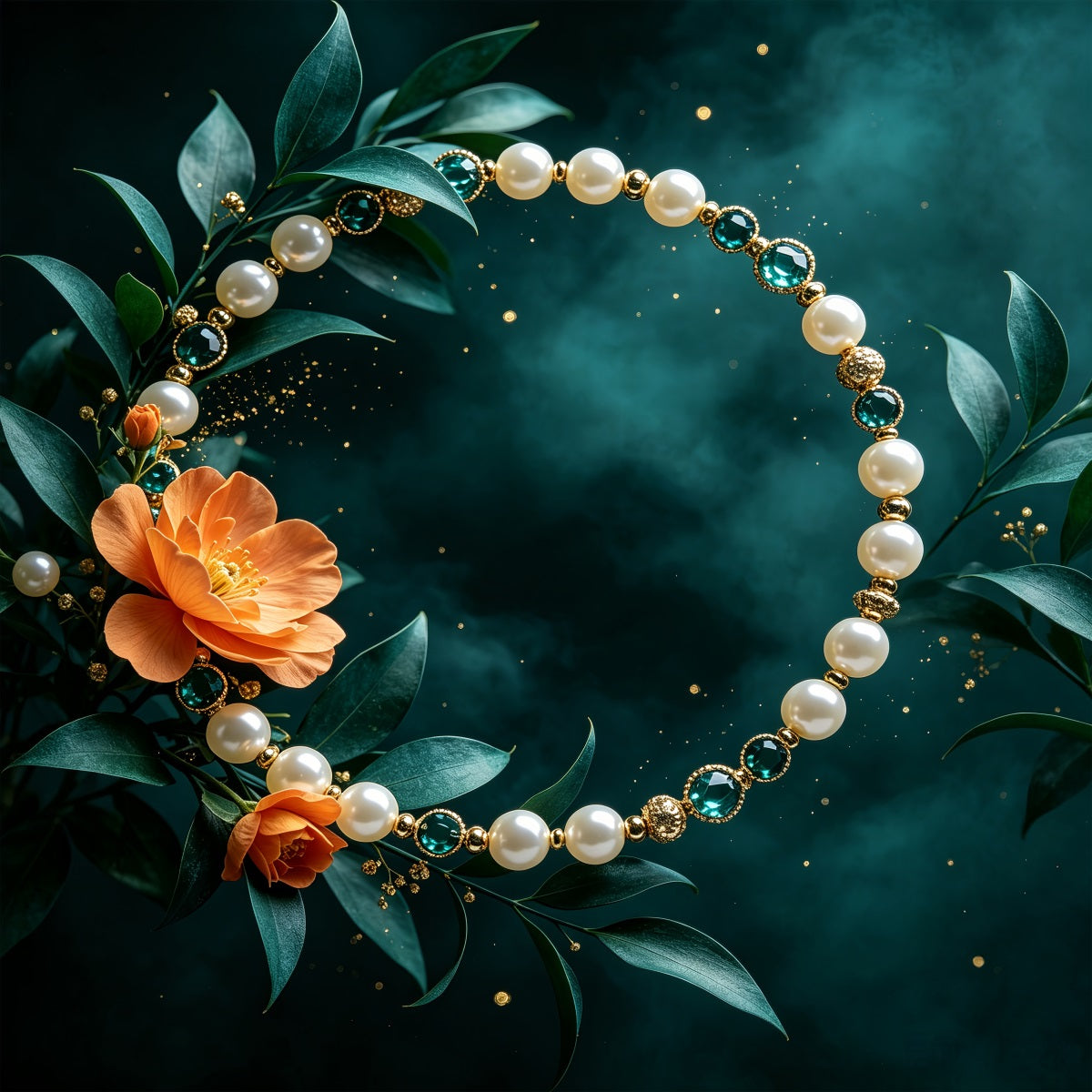 Xmas Backdrop Pearl Jewel Floral Frame Christmas Themed Backdrops UK CSH69-104