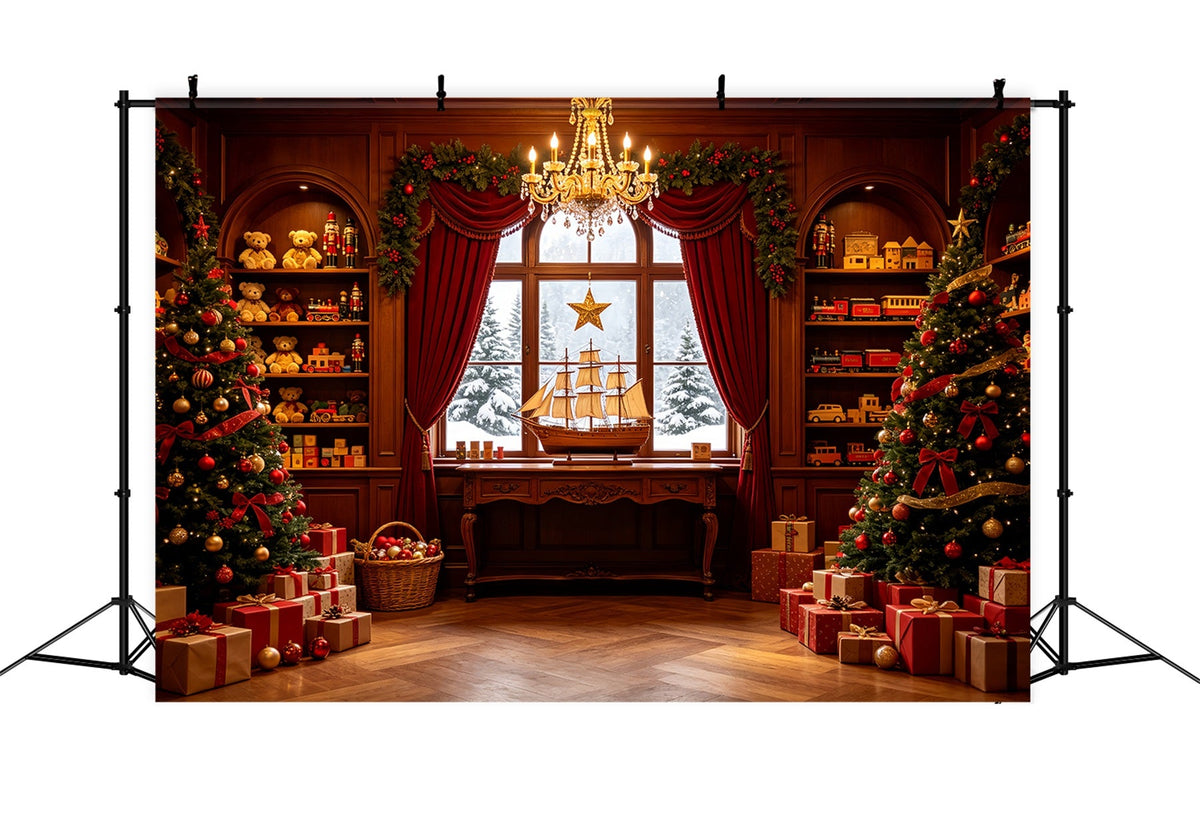 Christmas Party Backdrop Elegant Toy Library Display Photo Christmas Backdrops UK CSH69-12