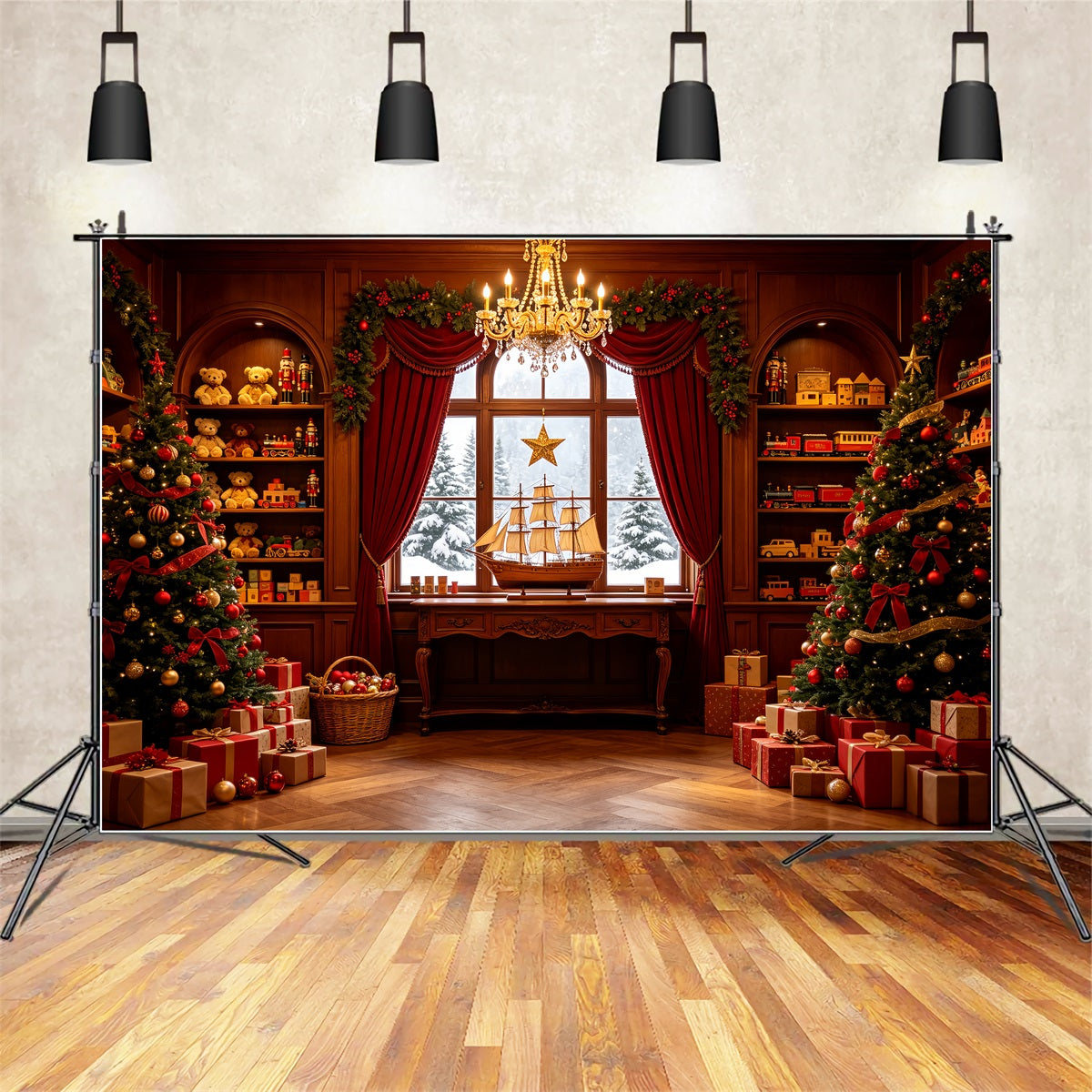 Christmas Party Backdrop Elegant Toy Library Display Photo Christmas Backdrops UK CSH69-12