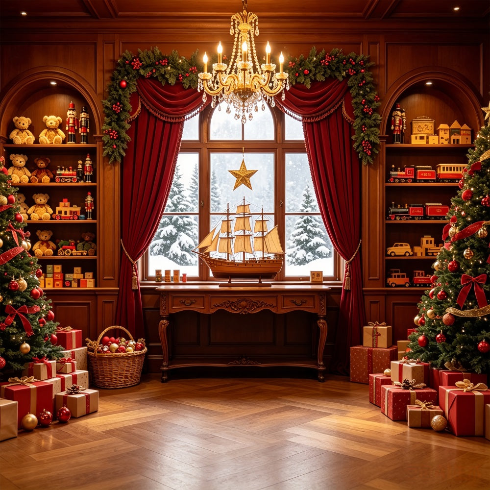 Christmas Party Backdrop Elegant Toy Library Display Photo Christmas Backdrops UK CSH69-12