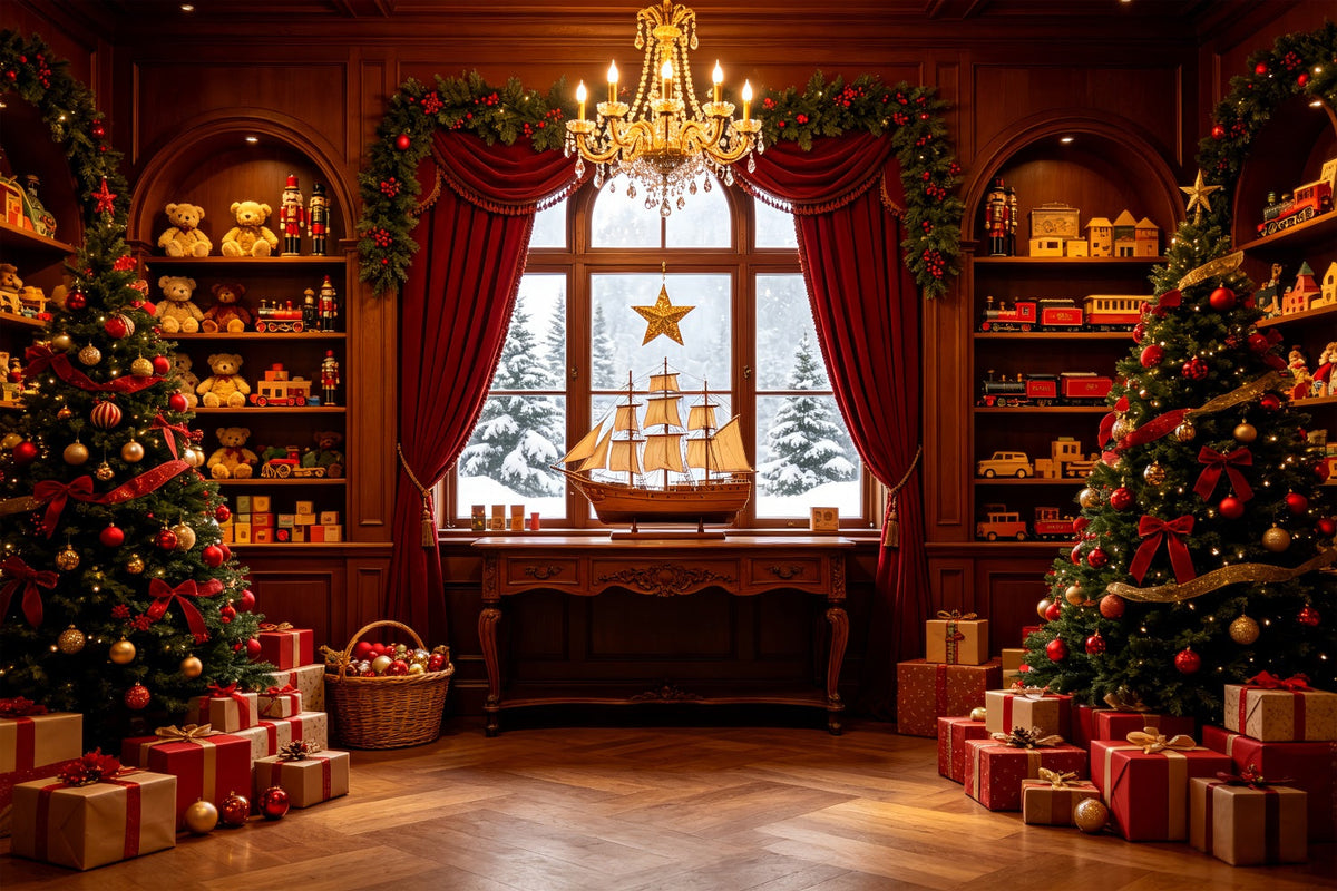 Christmas Party Backdrop Elegant Toy Library Display Photo Christmas Backdrops UK CSH69-12