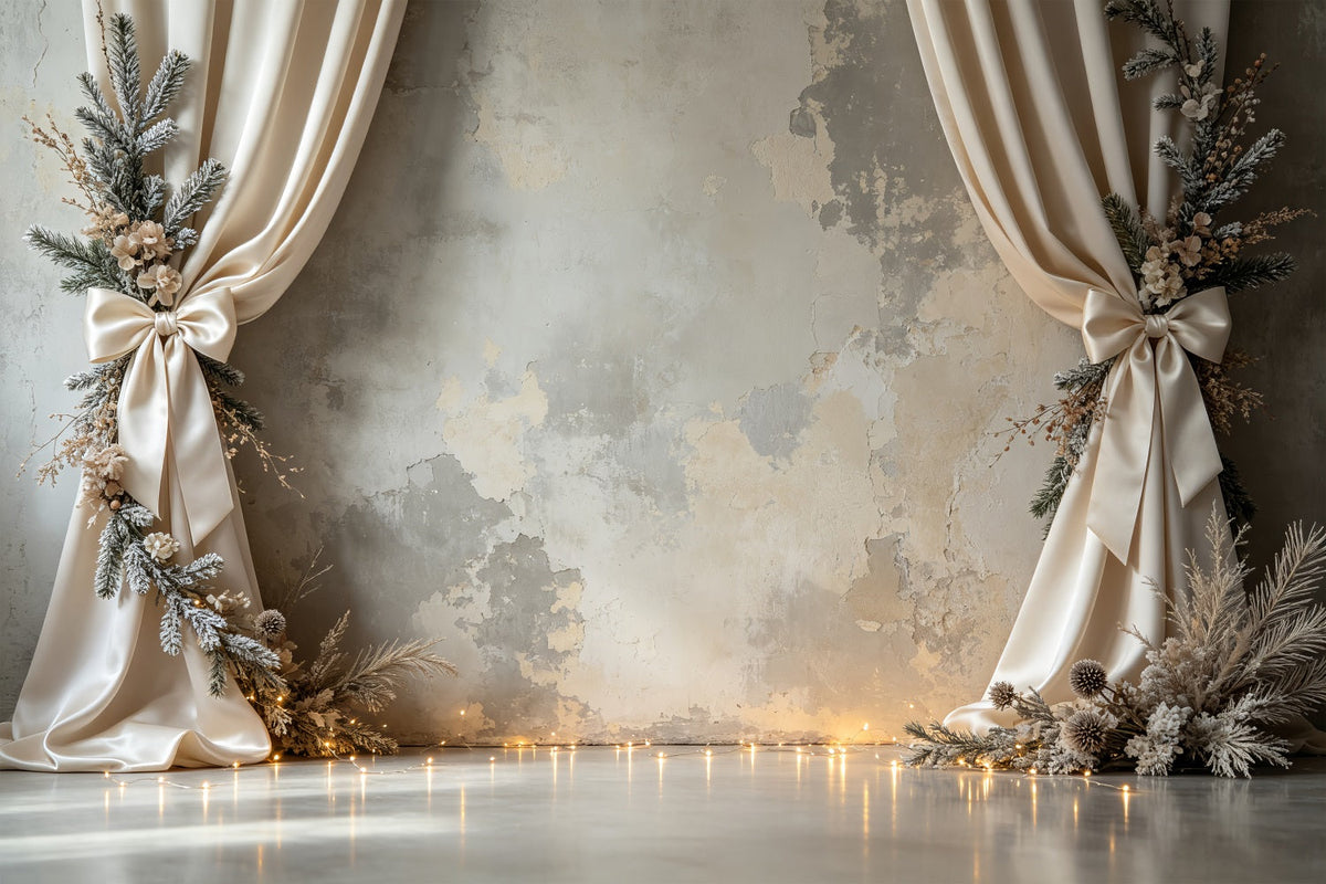 Christmas Wall Backdrops Ivory Draped Floral Arch Indoor Christmas Backdrops UK CSH69-19