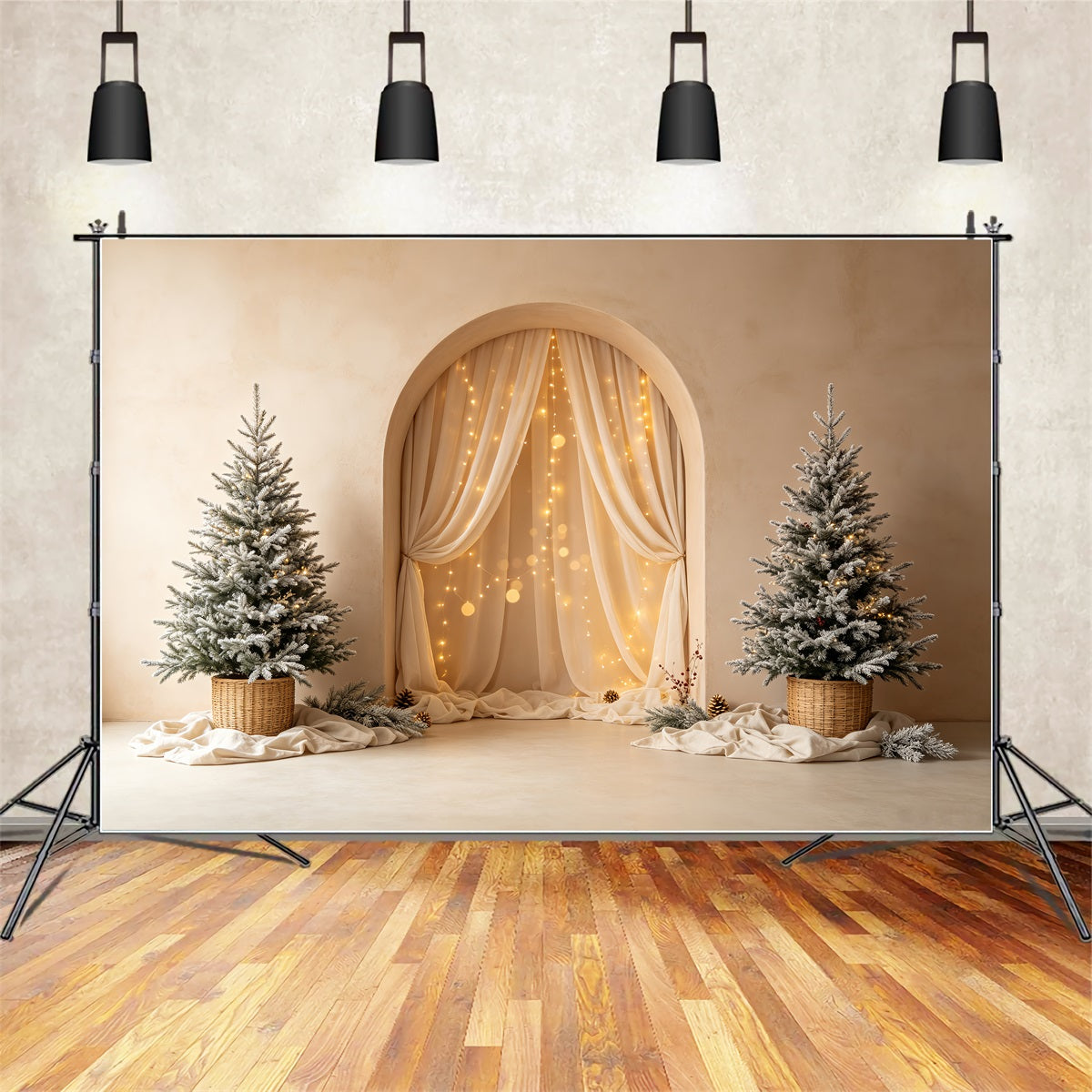 Boho Christmas Backdrop Soft Arch Tree Glow Photographic Backdrops Christmas UK CSH69-24