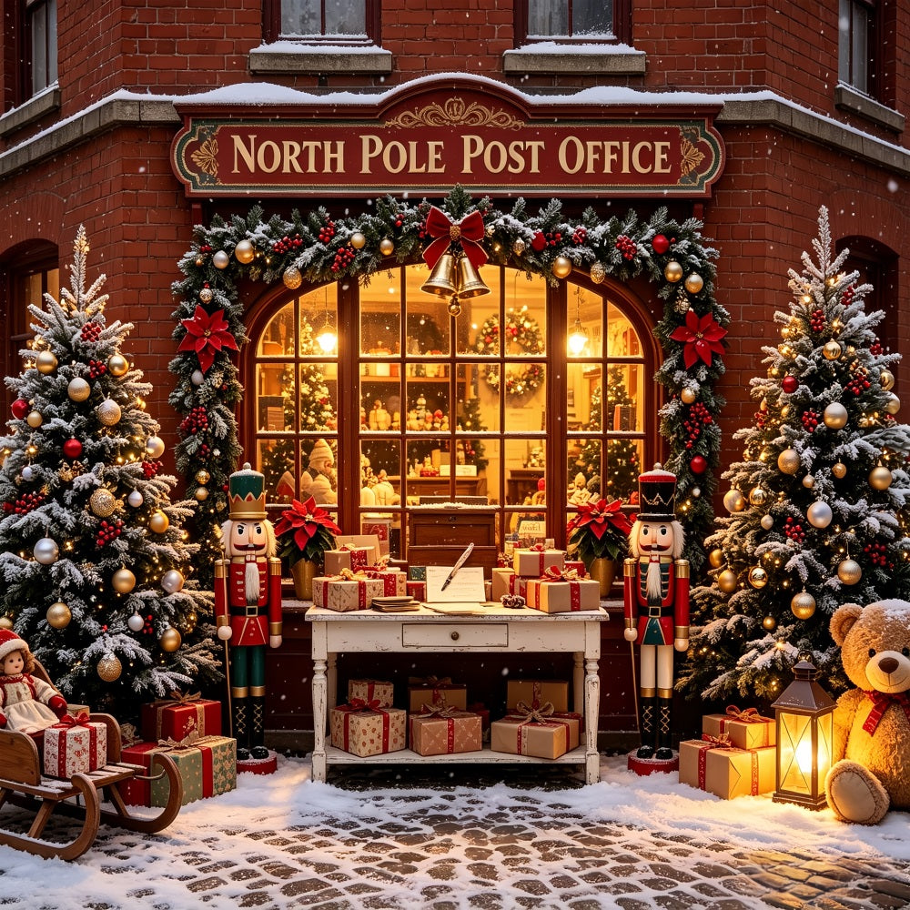 Outdoor Christmas Backdrop North Pole Post Office Photography Backdrops Christmas UK CSH69-4