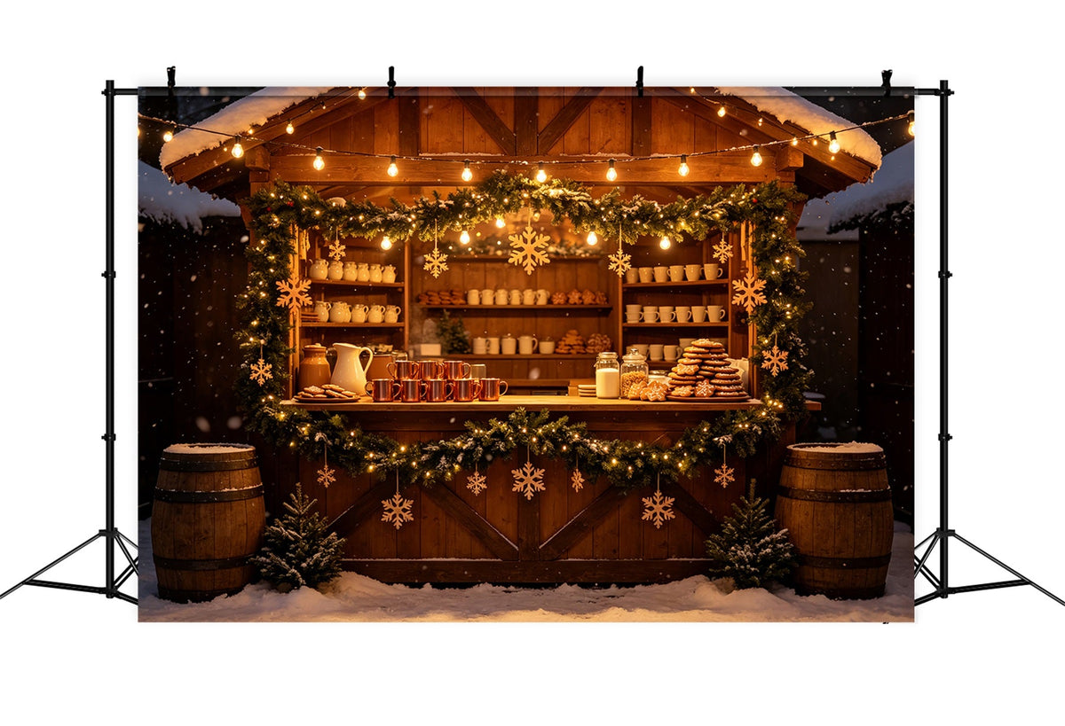Winter Christmas Backdrop Snowflake Cookie Market Stall Photography Backdrop Christmas UK CSH69-45