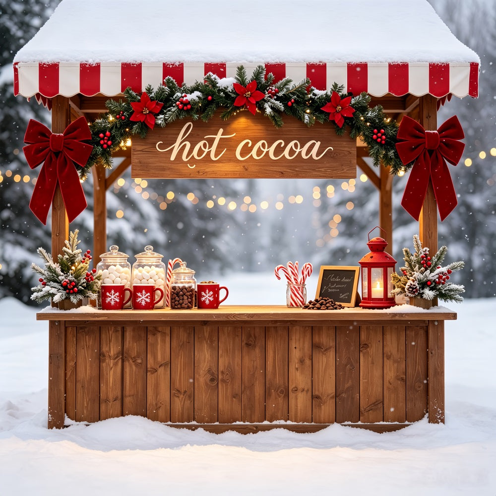 Snowy Christmas Backdrop Hot Cocoa Winter Stand Indoor Christmas Backdrop UK CSH69-46