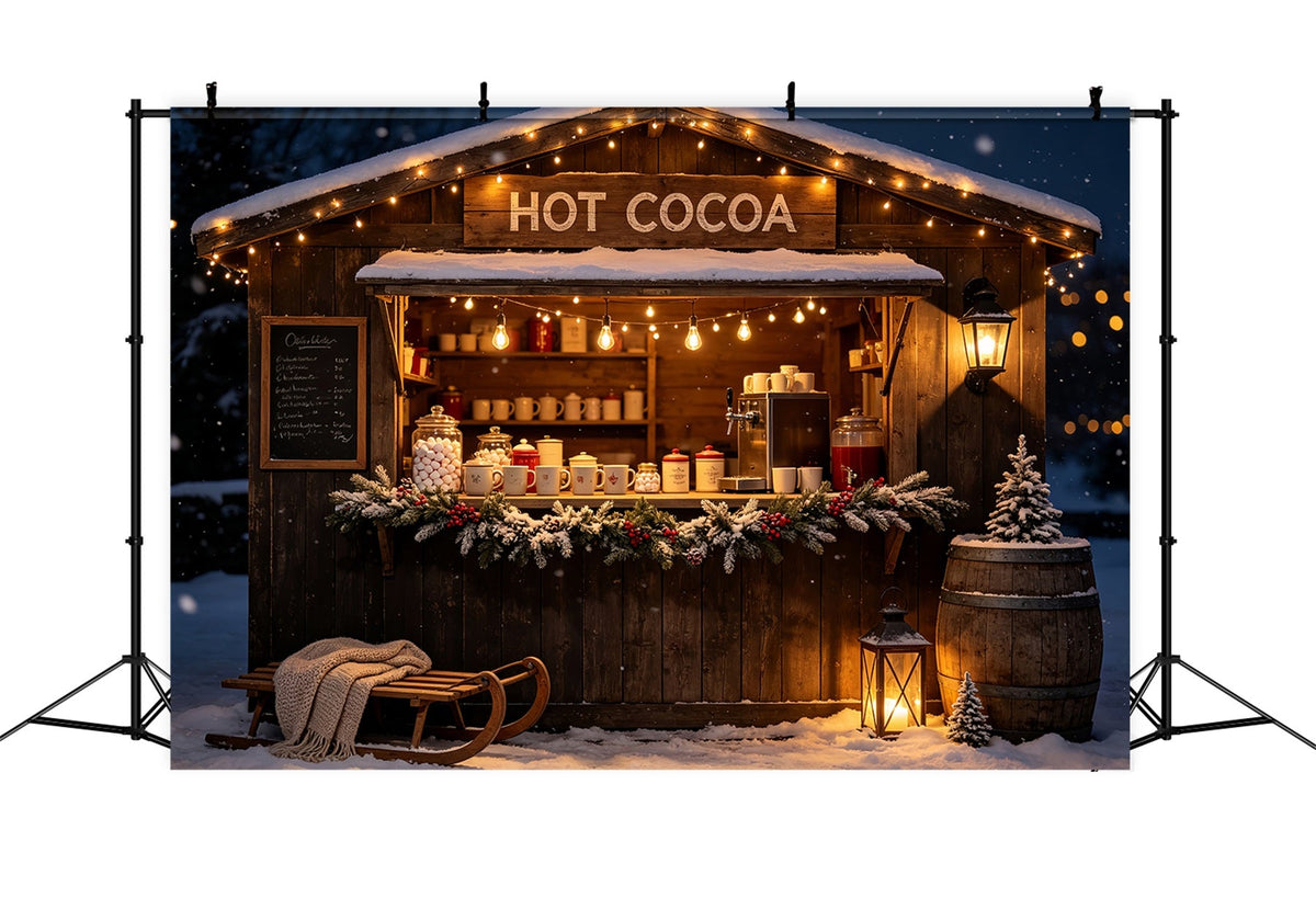 Christmas Store Backdrop Rustic Hot Cocoa Stand Photo Backdrops Christmas UK CSH69-5