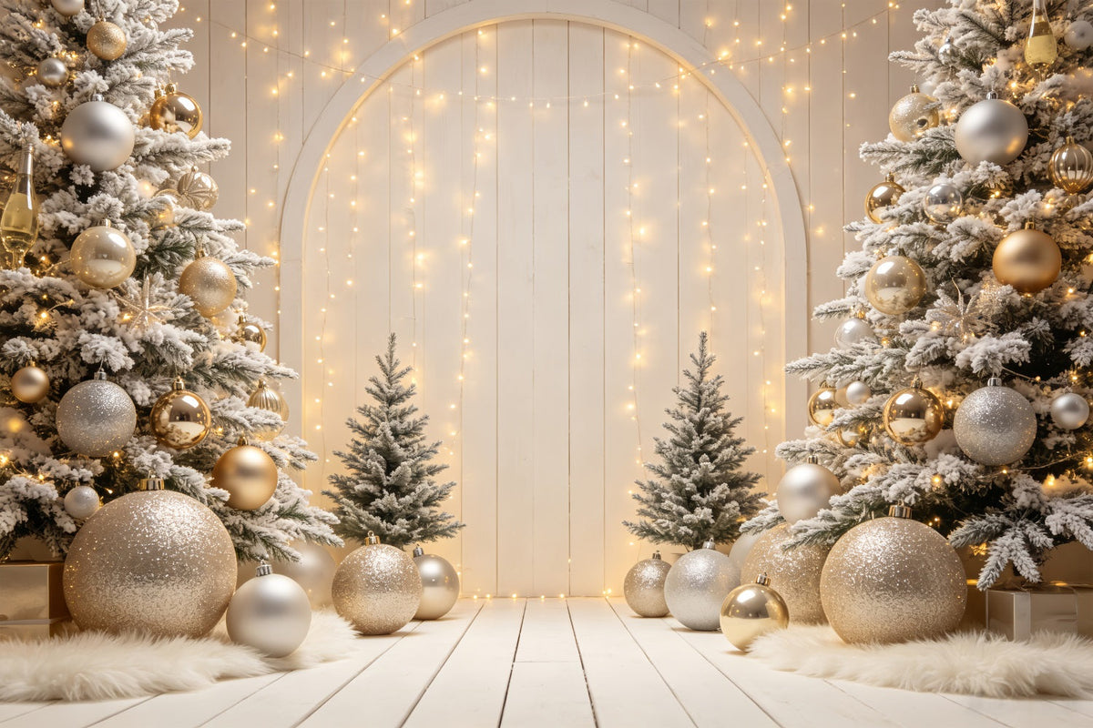 Xmas Backdrop Golden Ornament Arch Display Christmas Portrait Backdrop UK CSH69-56