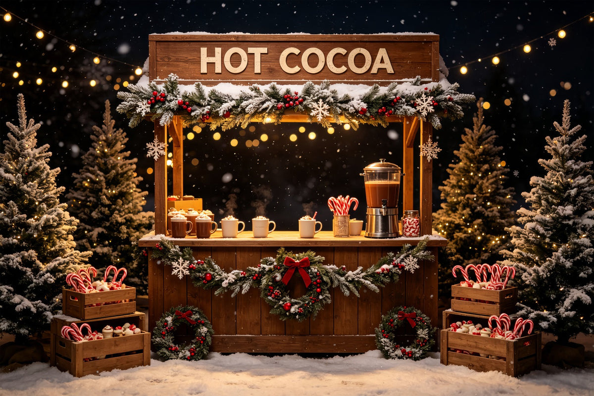 Christmas Party Backdrop Hot Cocoa Stand Display Xmas Backdrop UK CSH69-63