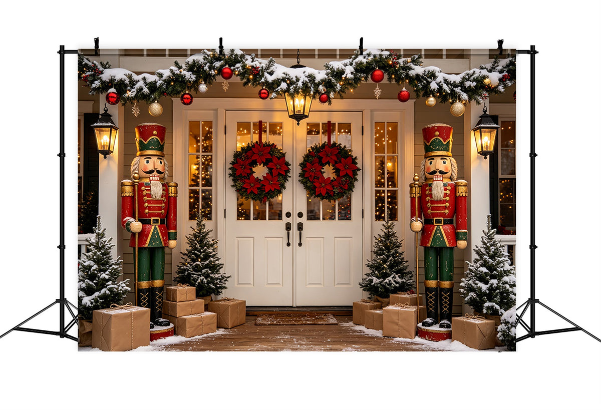 Nutcracker Photo Backdrop Porch Wreath Door Entrance Nutcracker Backdrops UK CSH69-64