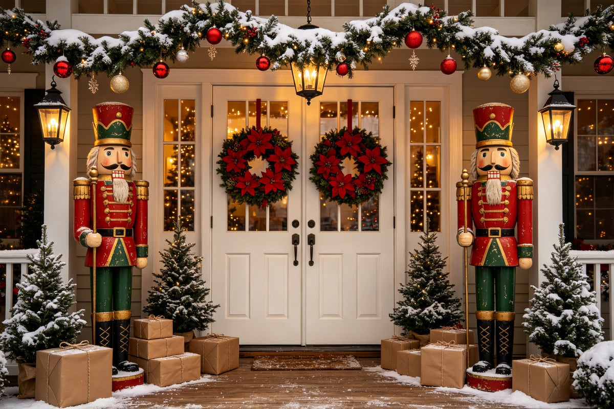 Nutcracker Photo Backdrop Porch Wreath Door Entrance Nutcracker Backdrops UK CSH69-64