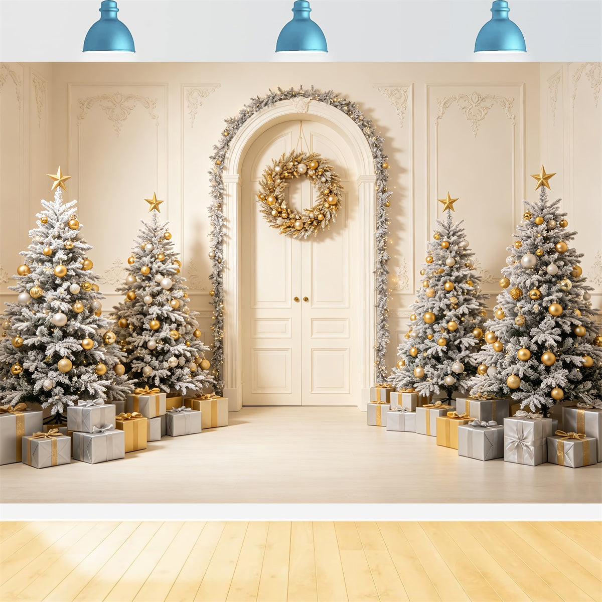 Christmas Card Backdrop White Archway Tree Display Christmas Picture Backdrop UK CSH69-72