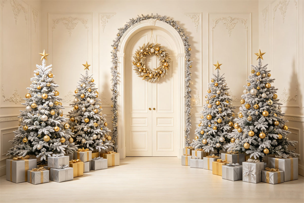 Christmas Card Backdrop White Archway Tree Display Christmas Picture Backdrop UK CSH69-72