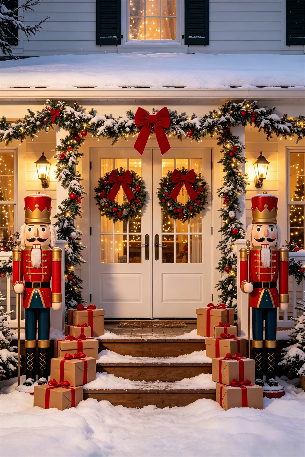 Nutcracker Photo Backdrop Night House Door Entrance Nutcracker Ballet Backdrop UK CSH69-79