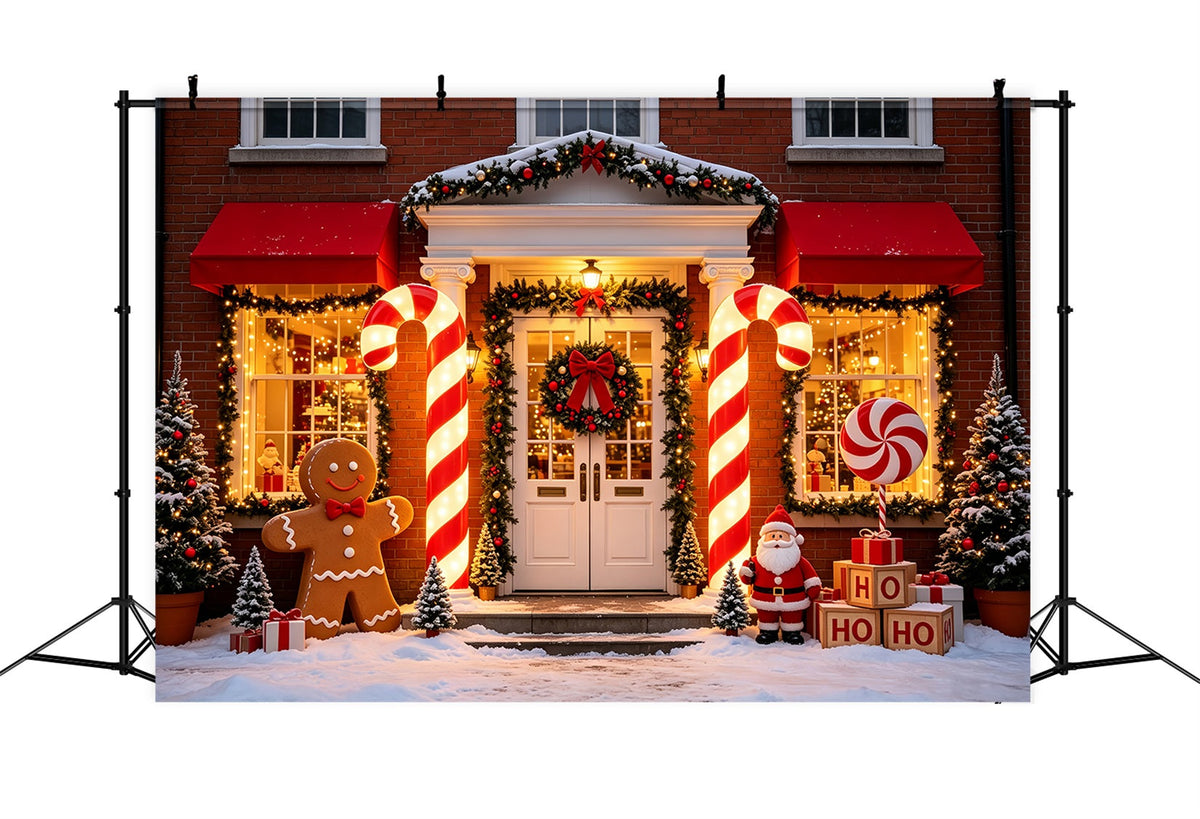 Backdrop For Santa Photos Candy Cane Porch Entrance Santa Photo Backdrops UK CSH69-91