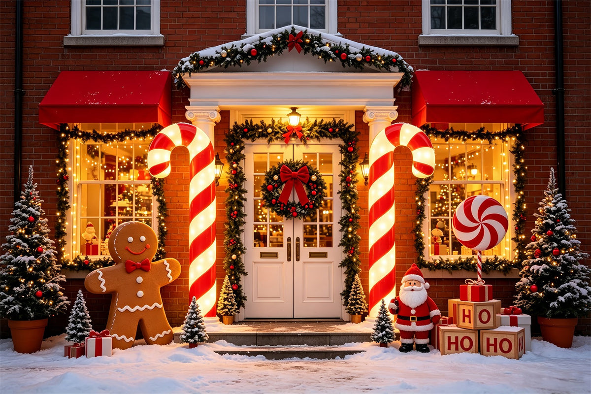 Backdrop For Santa Photos Candy Cane Porch Entrance Santa Photo Backdrops UK CSH69-91