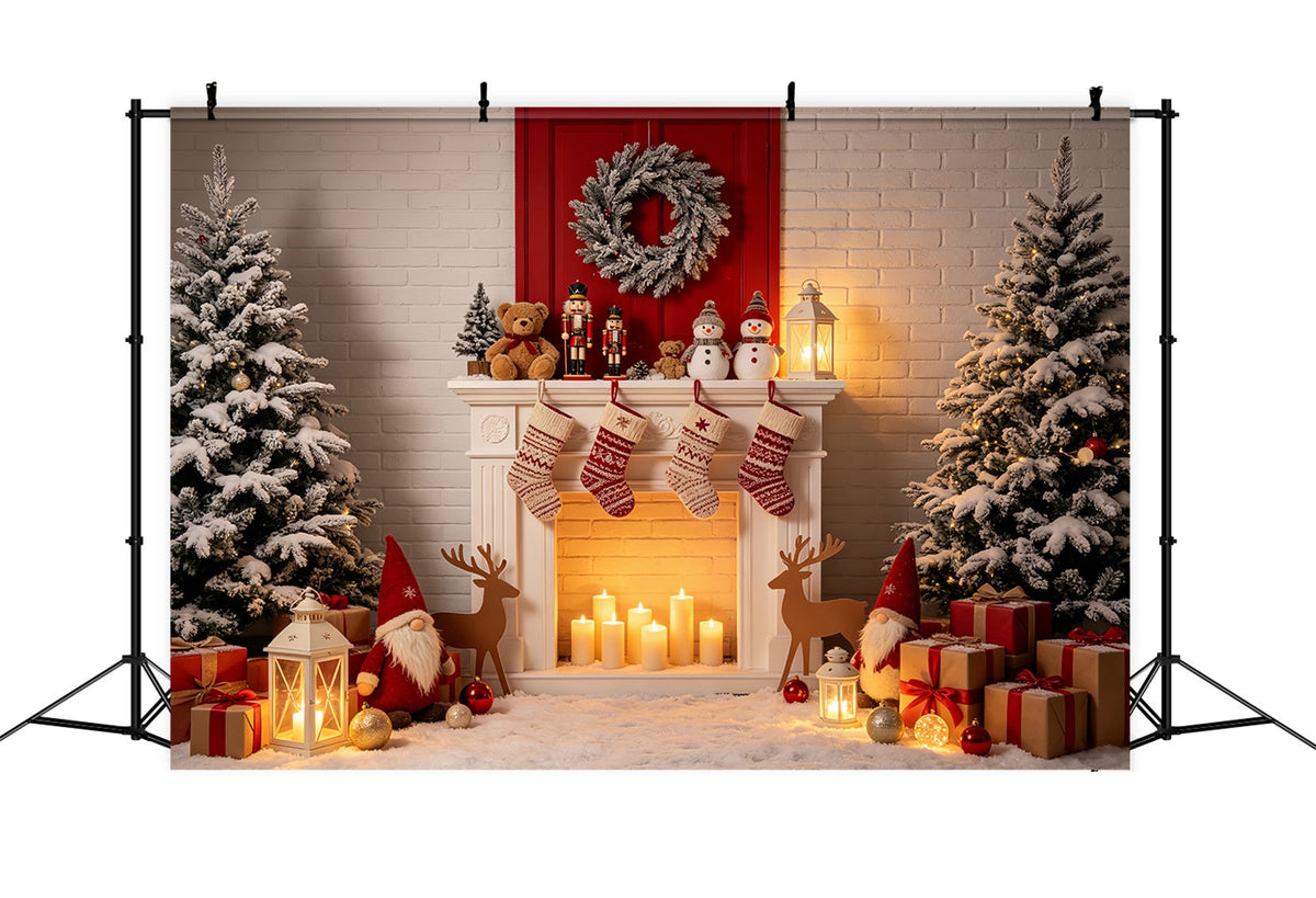 Christmas Fireplace Backdrop Cozy Stocking Display Christmas Picture Backdrop UK CSH69-93