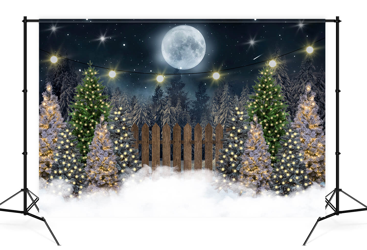 Christmas Tree Night Moon Backdrop for Photography D820