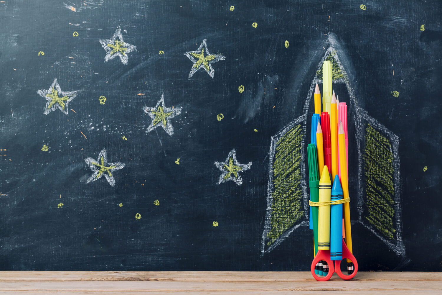 Space Ship Stars Drawings Back to School Backdrop UK DBD7-69
