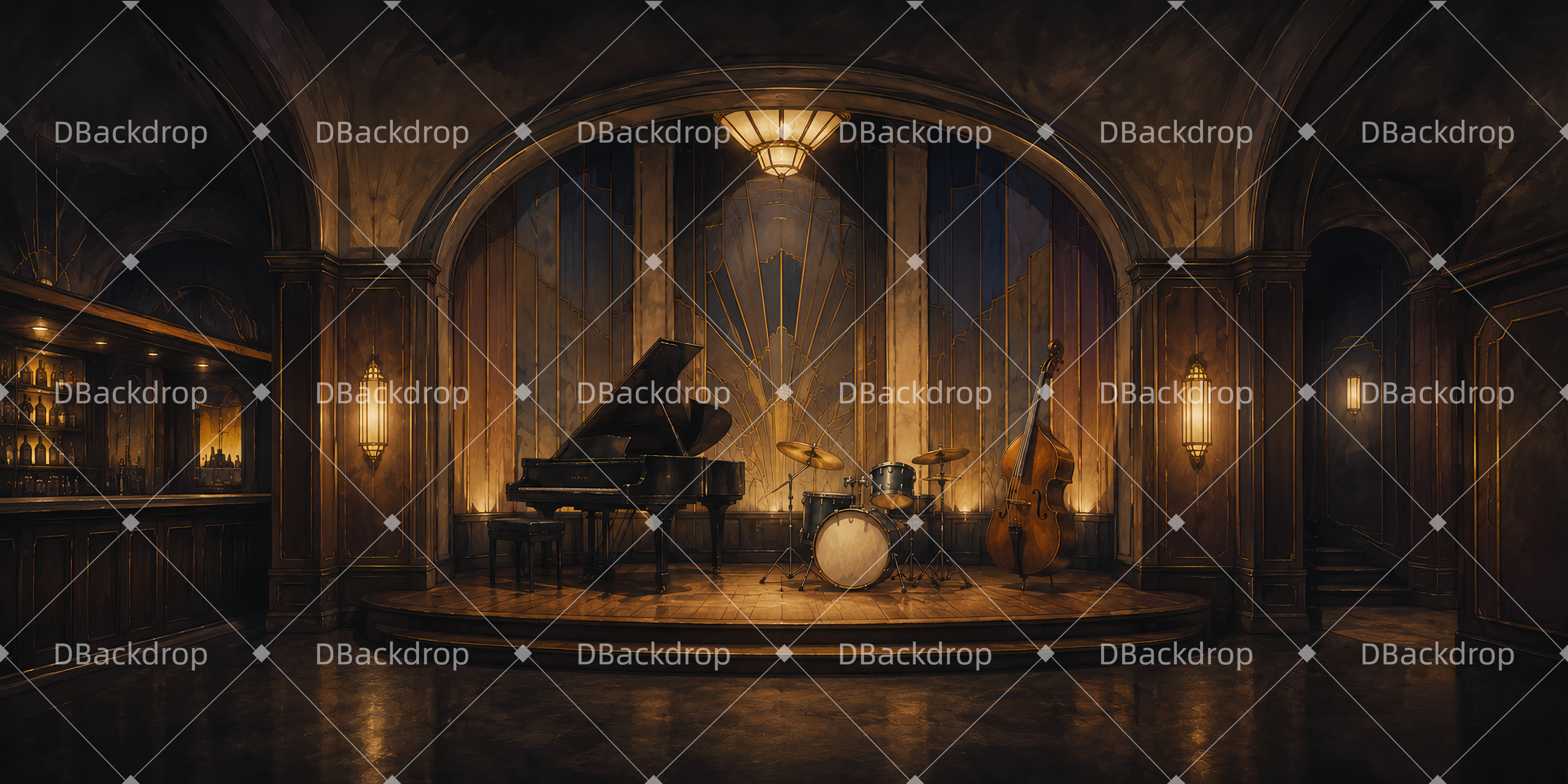 Musical Backdrop Speakeasy Jazz Stage Performance Backdrop UK DLS65-T17