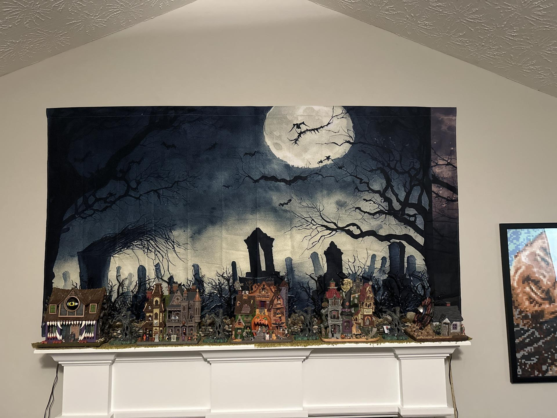 Halloween Graveyard Withered Trees Backdrop UK RR7-495