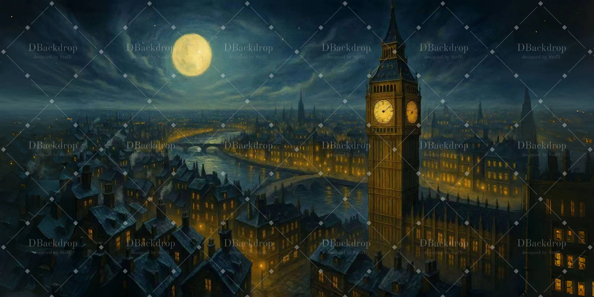 Stage Backdrops Fly over London Dance Stage Backdrop UK CSH59-T10