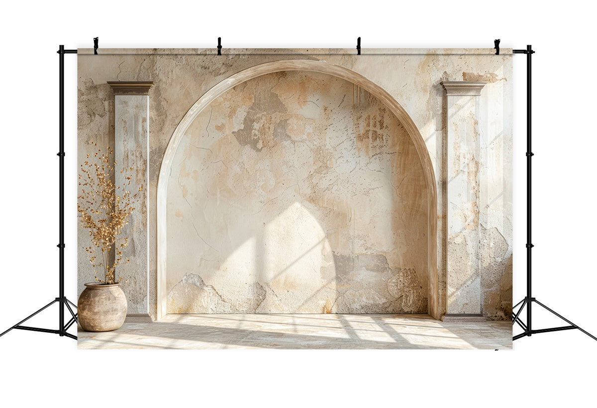 Mother's Day Backdrop Vintage Beige Stone Archway Backdrop UK GQ2-179