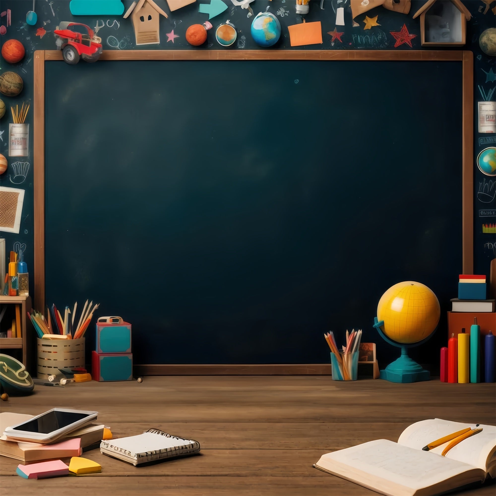 Back To School Photo Backdrops Chalkboard Planets Books Backdrop UK GQ3-105