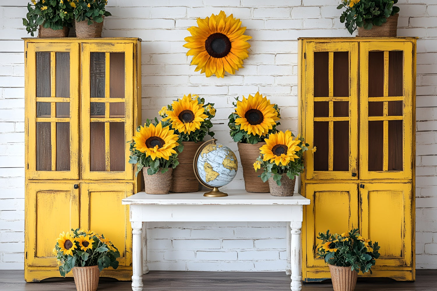 Backdrop For Back To School Sunflower Classroom Rustic Backdrop UK GQ3-116