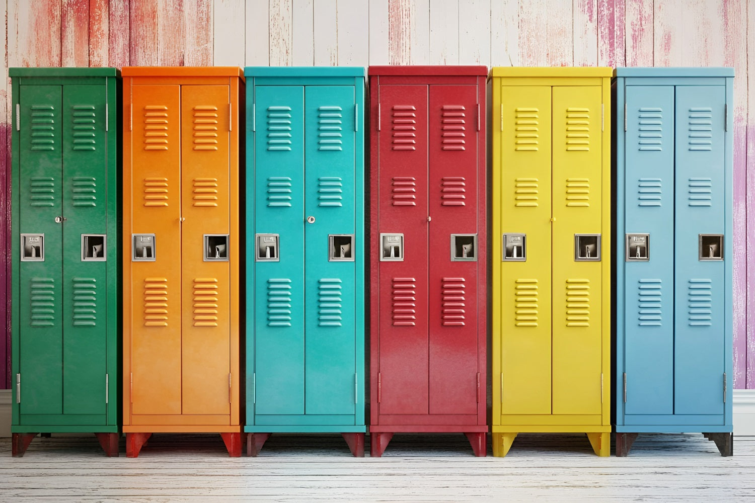 Back To School Photo Backdrop Colorful Lockers Backdrop UK GQ3-118