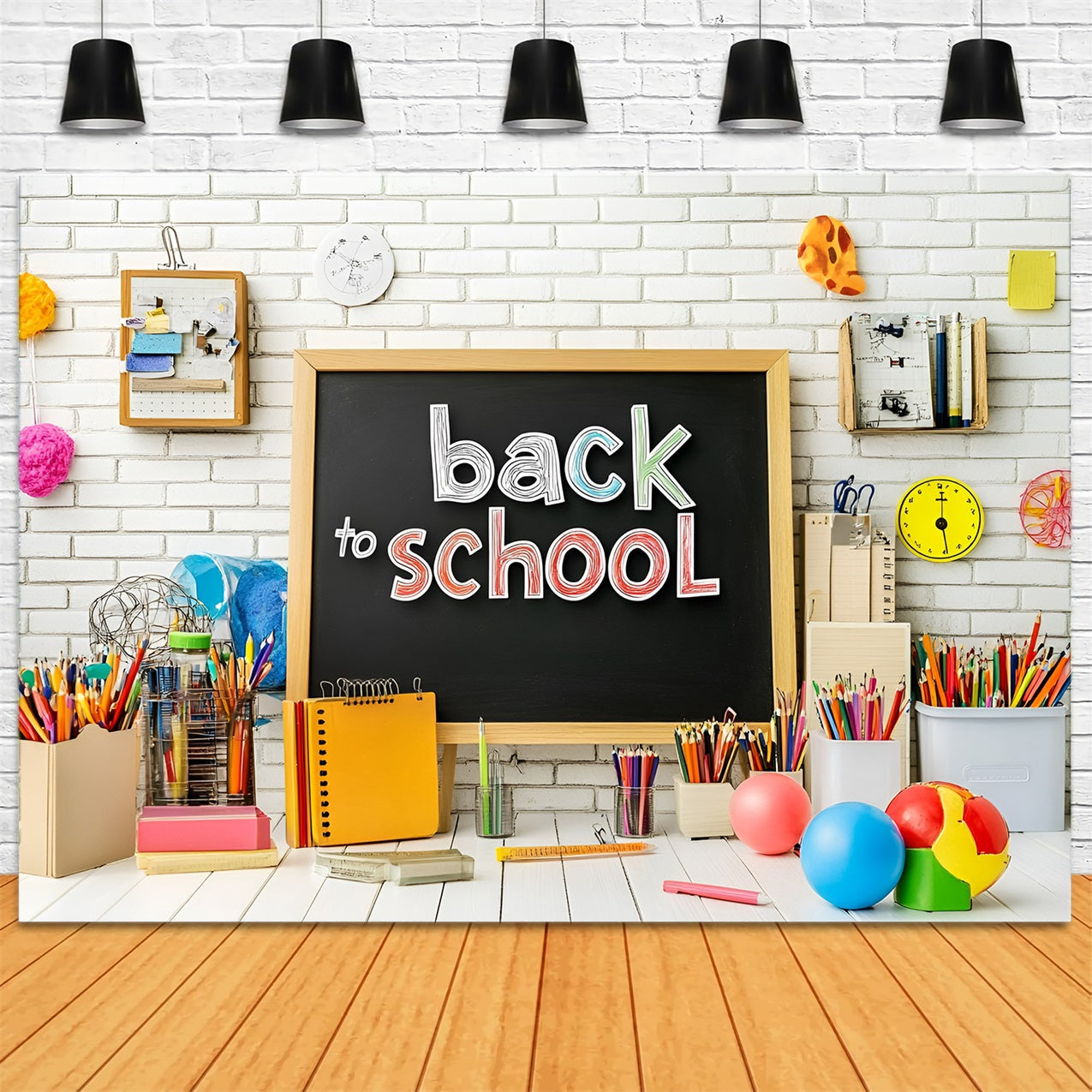Back To School Backdrop Supplies Chalkboard Learning Backdrop UK GQ3-119