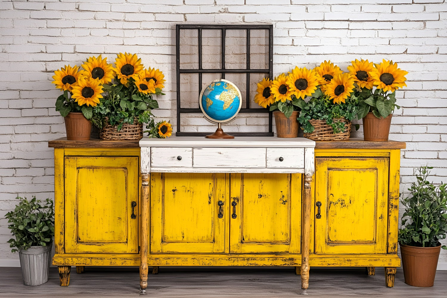 Back To School Photography Backdrops Classroom Sunflower Wall Backdrop UK GQ3-121
