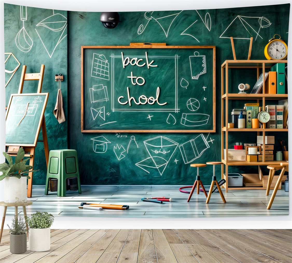 Back To School Backdrops Green Chalkboard Math Classroom Backdrop UK GQ3-132