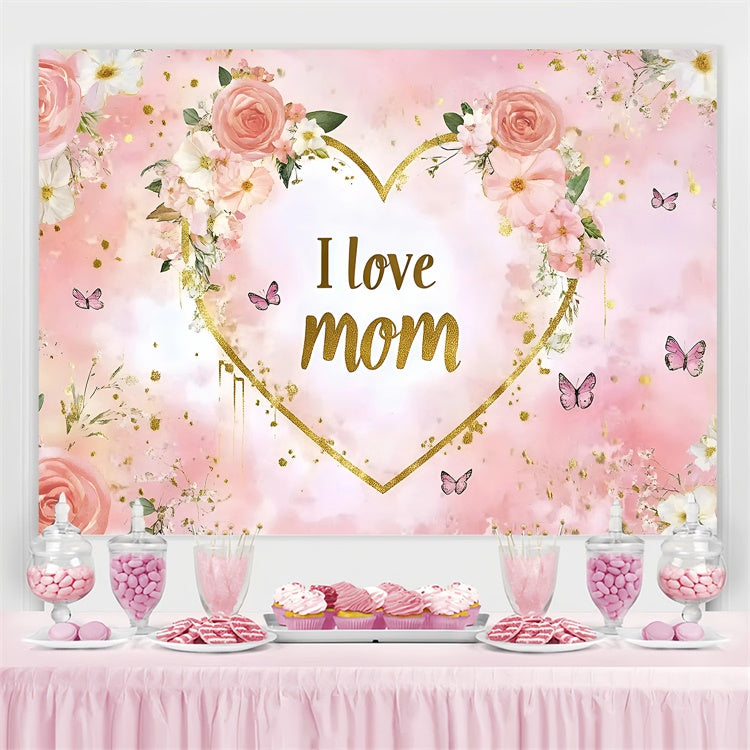 Backdrops For Mother's Day Gold Frame Floral Personalized Backdrop UK GQ3-136