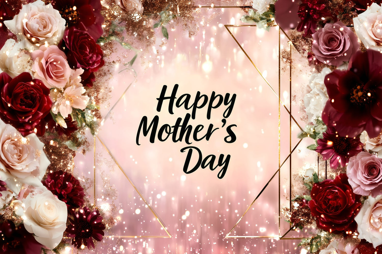 Mothers Day Backdrops Whimsical Rose Sparkle Customized Backdrop UK GQ3-153