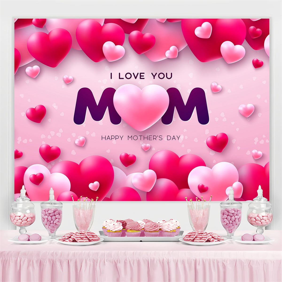 Backdrops For Mother's Day Floating Pink Balloons Custom Backdrop UK GQ3-154