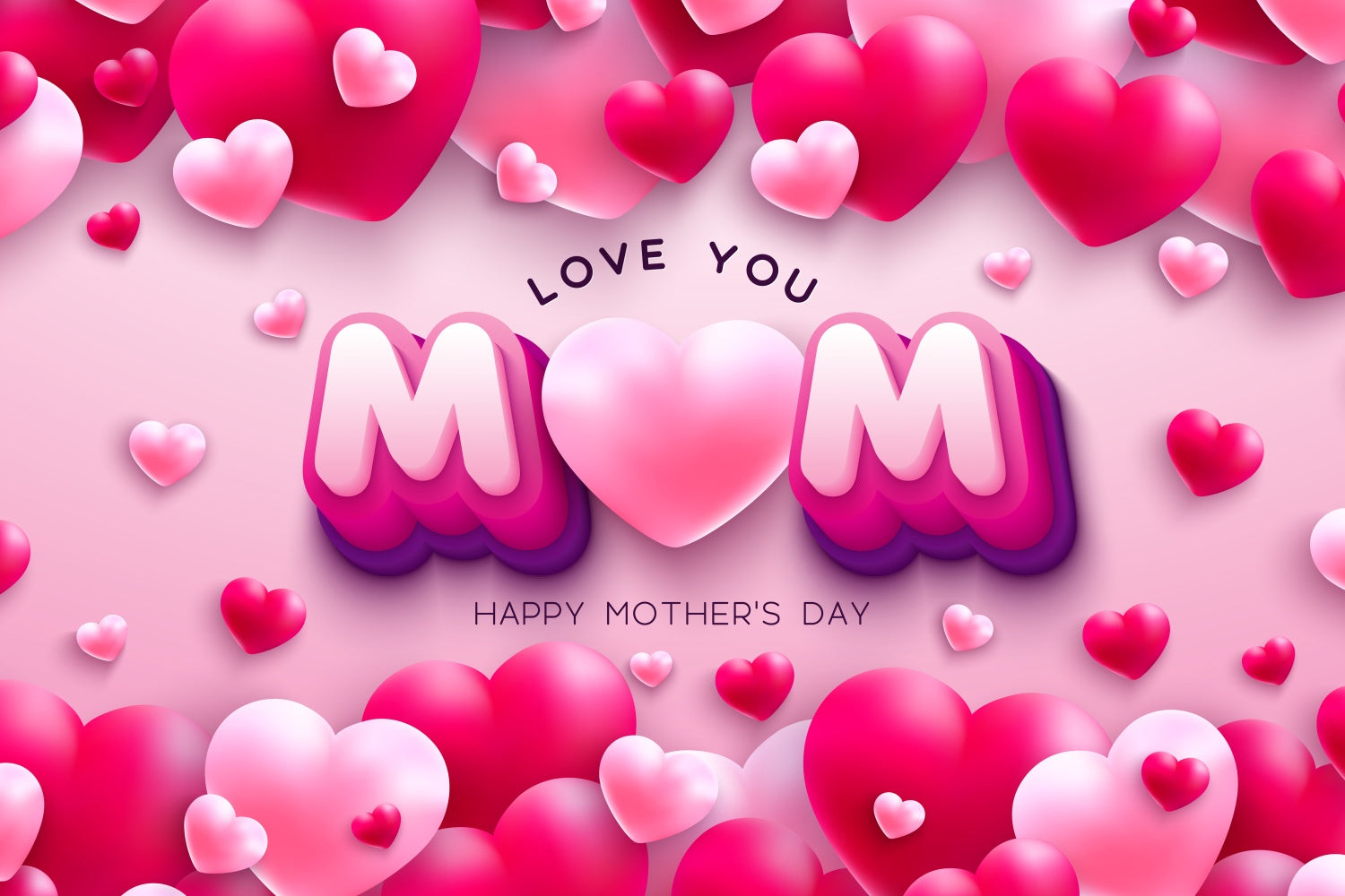 Mothers Day Backdrop Pink Love Balloons Personalized Backdrop UK GQ3-155
